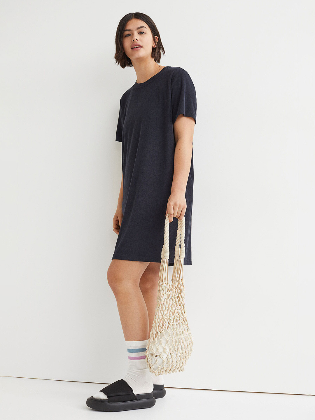 

H&M Navy Blue Terry T-Shirt Dress
