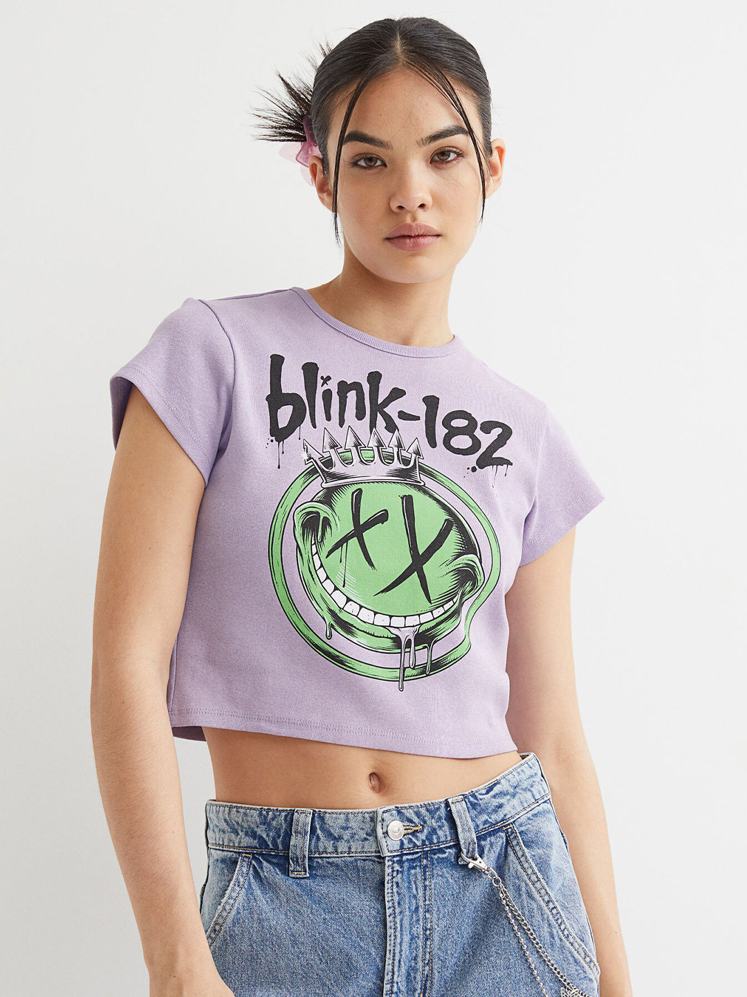 

H&M Purple Printed Cropped Top