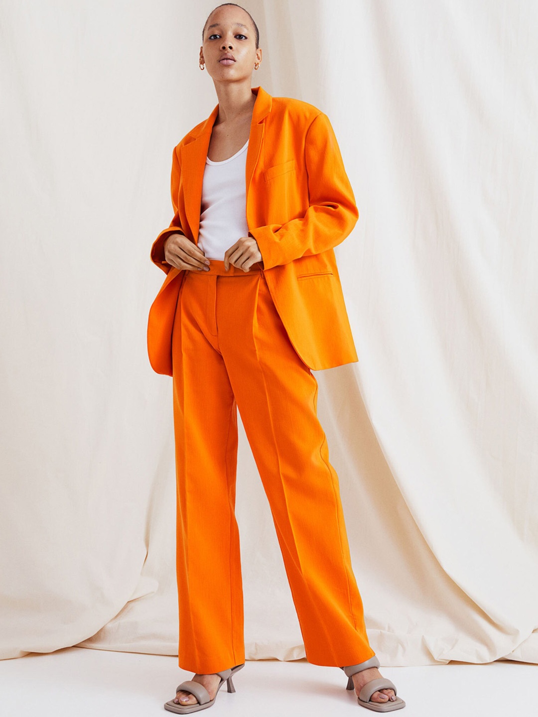 

H&M Orange Tailored Lyocell-Blend Trousers