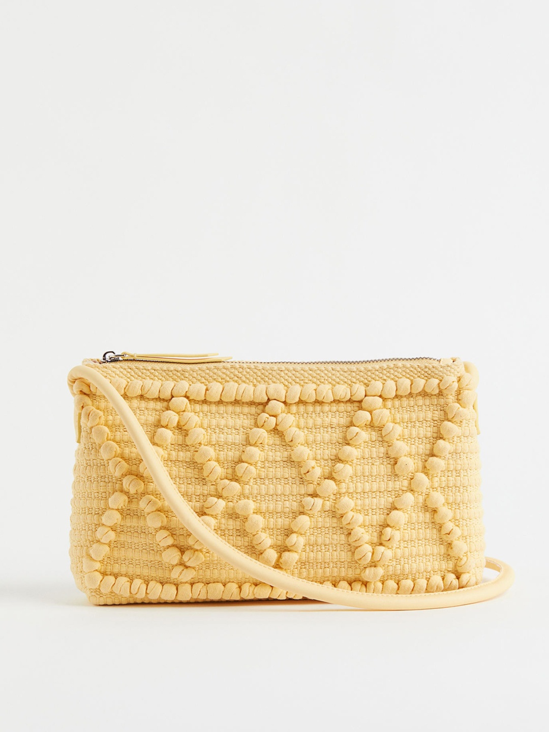 

H&M Textured-Weave Pure Cotton Shoulder Bag, Yellow