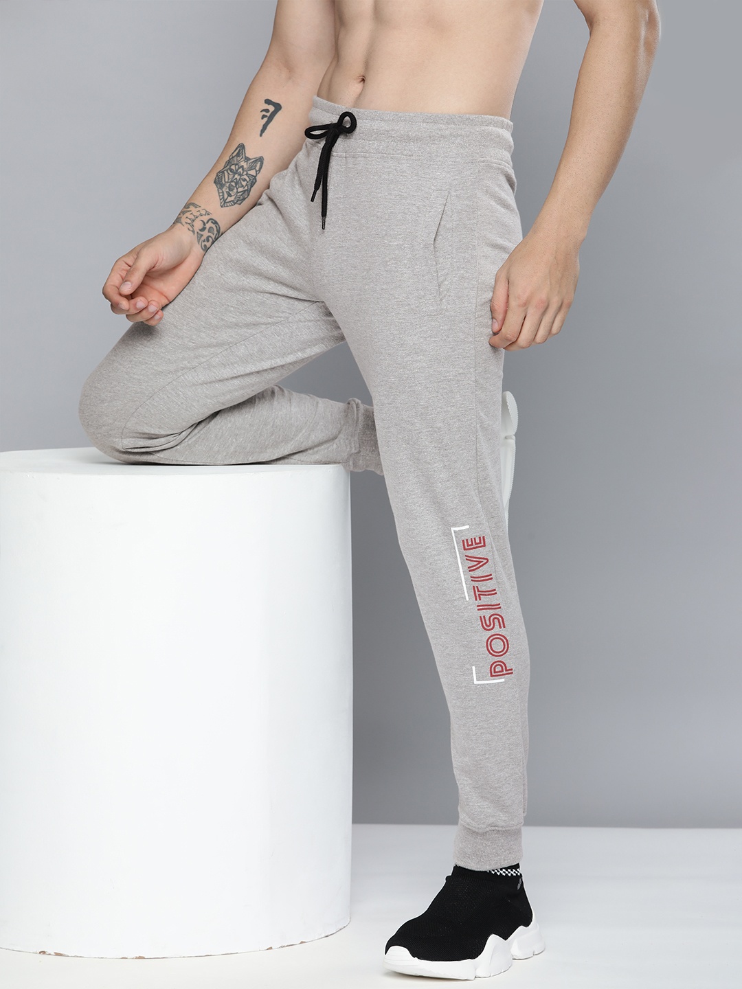 

HERE&NOW Men Grey & Red Printed Joggers