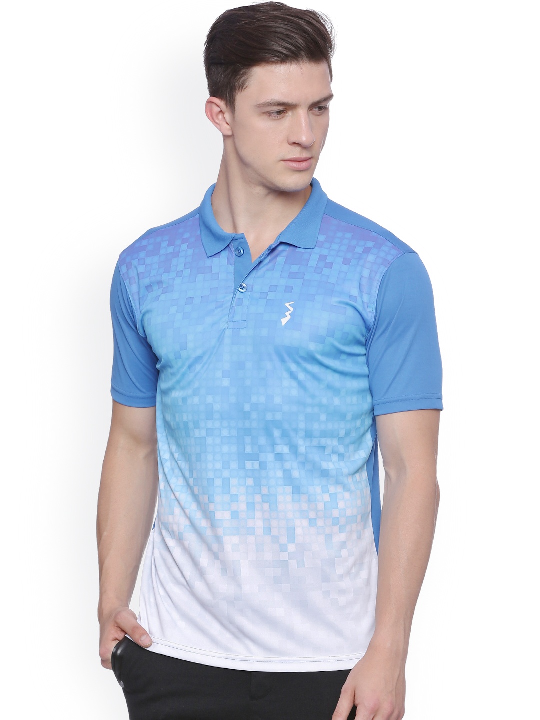 

Campus Sutra Men Blue Printed Odour-Free Sports Polo T-shirt