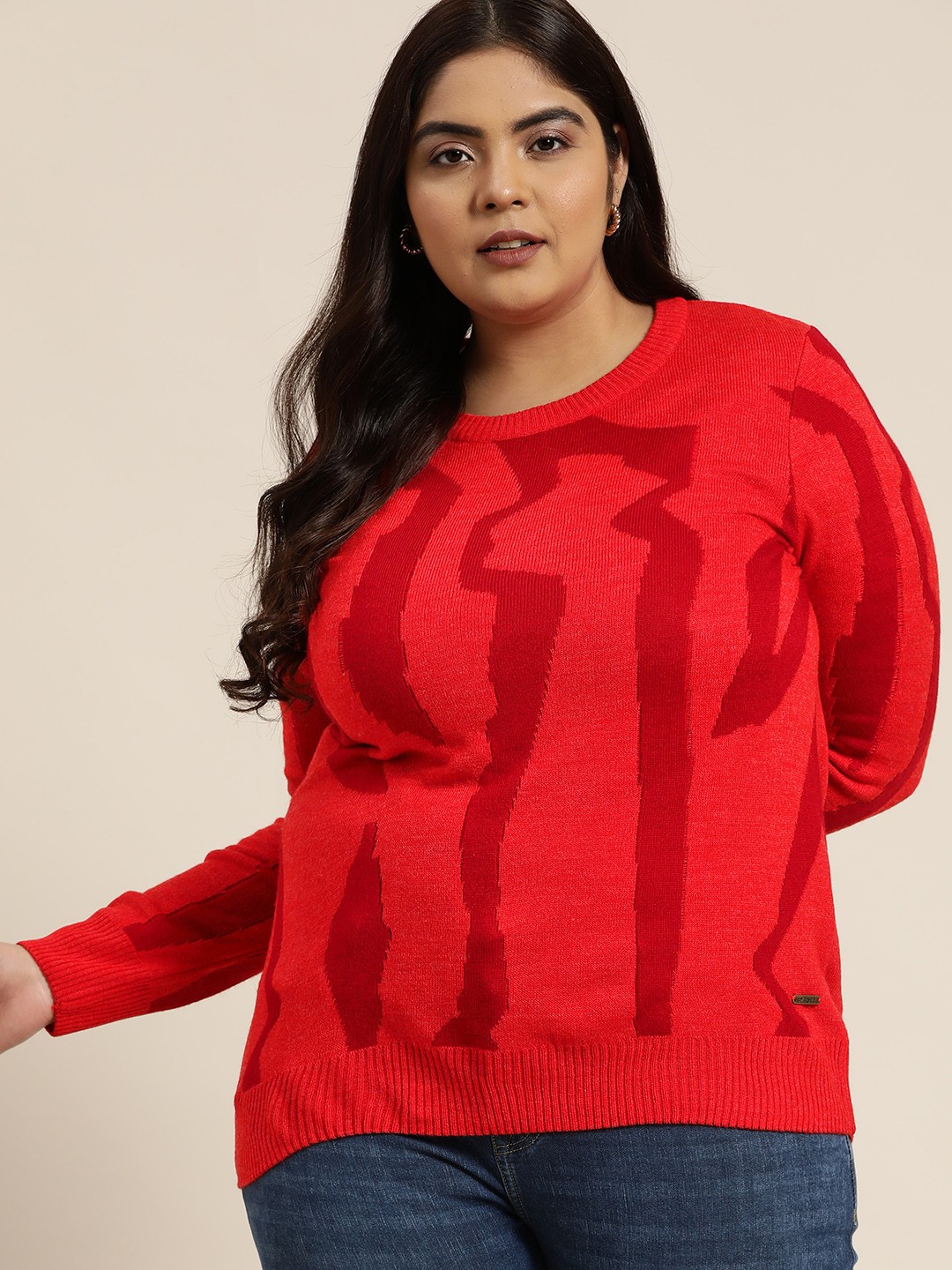 

Sztori Women Plus Size Red Pullover
