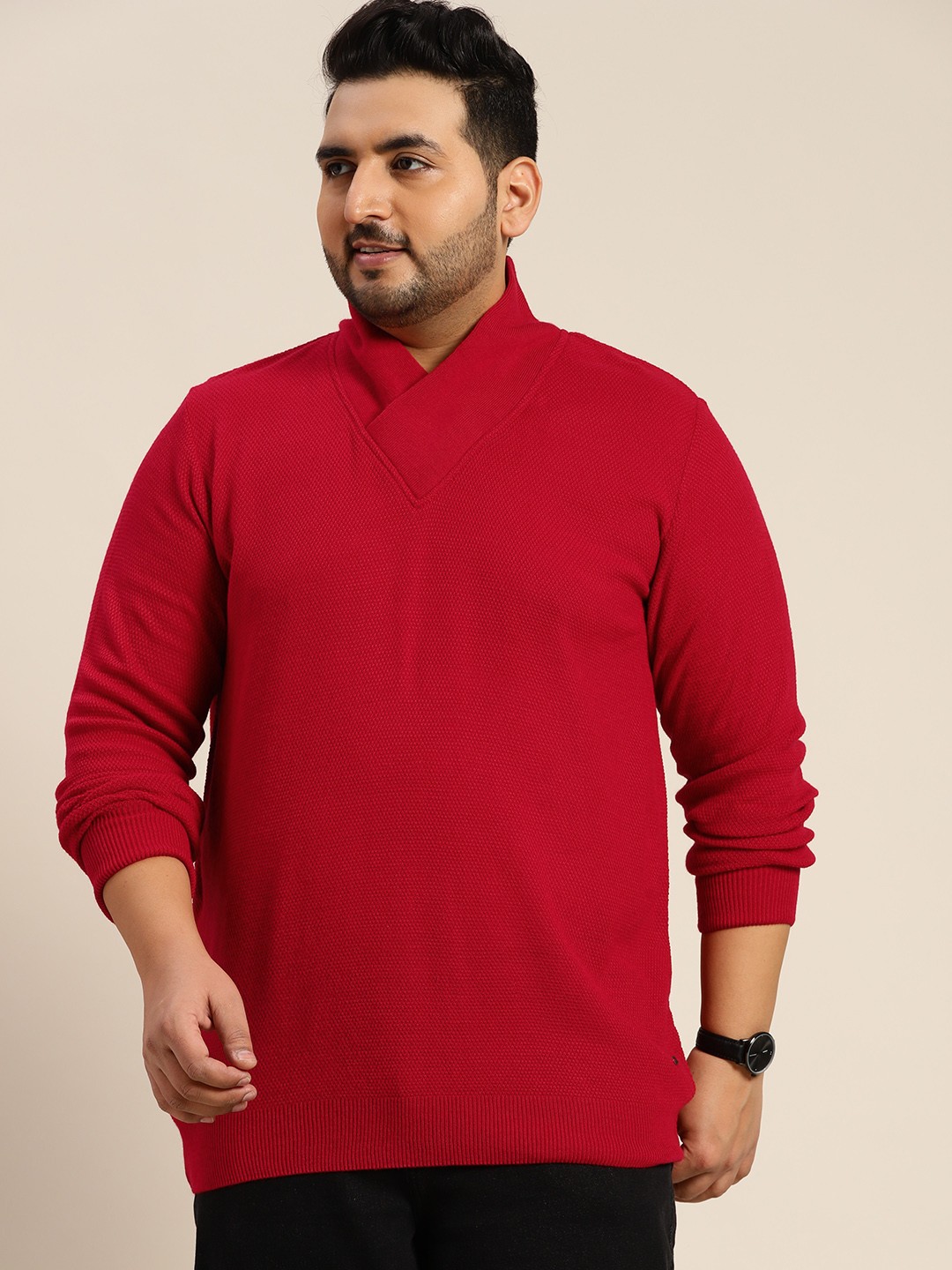 

Sztori Plus Size Men Maroon Solid Pullover