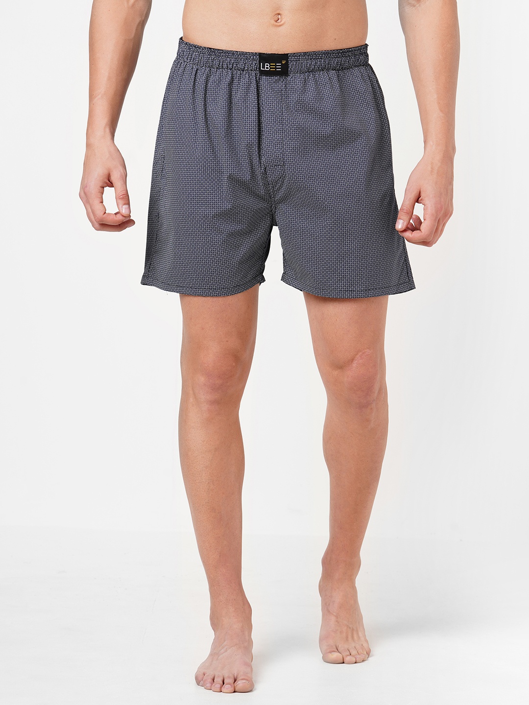 

LBEE Men Grey Printed Anti Bacterial Pure Cotton Boxers MCLB00720CT, Navy blue