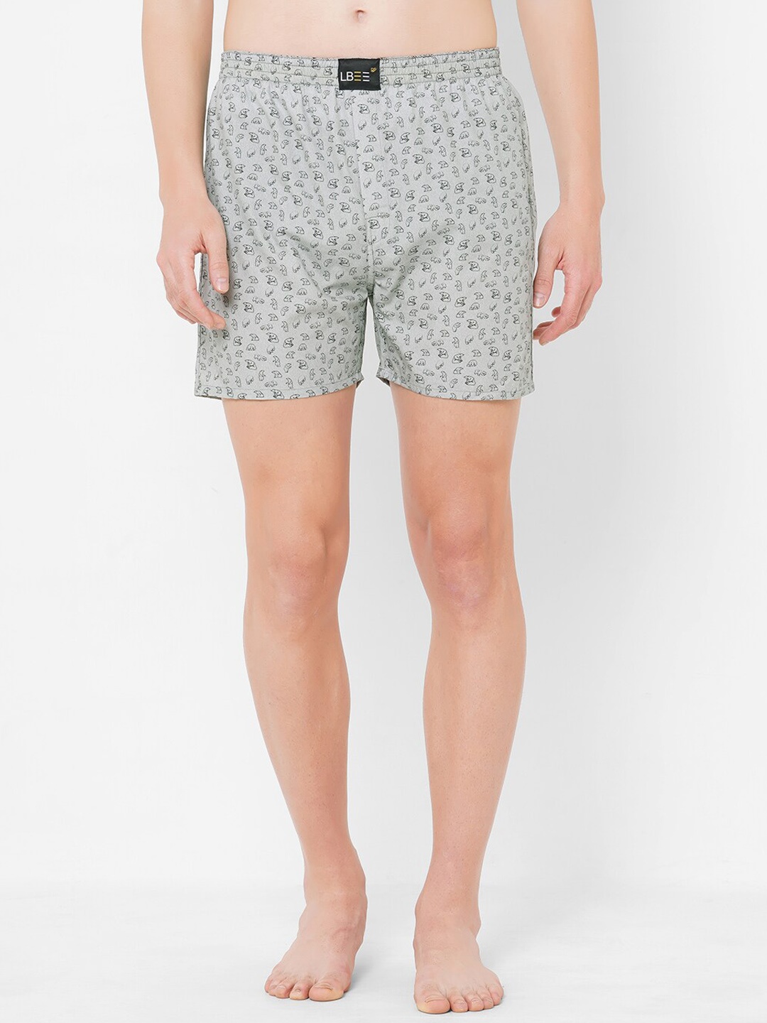 

LBEE Men Grey & Black Printed Anti Bacterial Cotton Boxer MCLB00731CT_XXL
