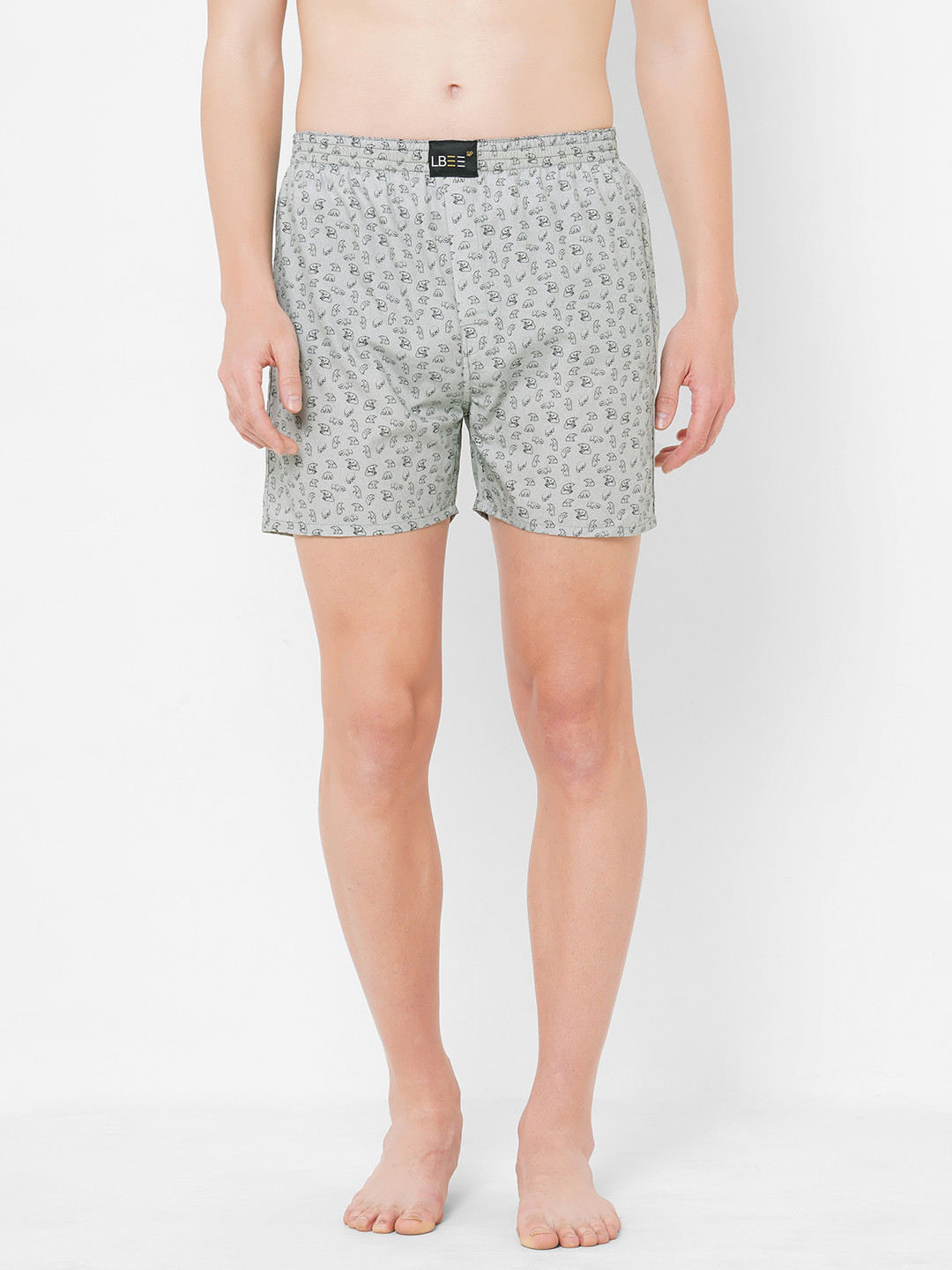 

LBEE Men Grey Printed Anti Bacterial Pure Cotton Boxer MCLB00731CT_L
