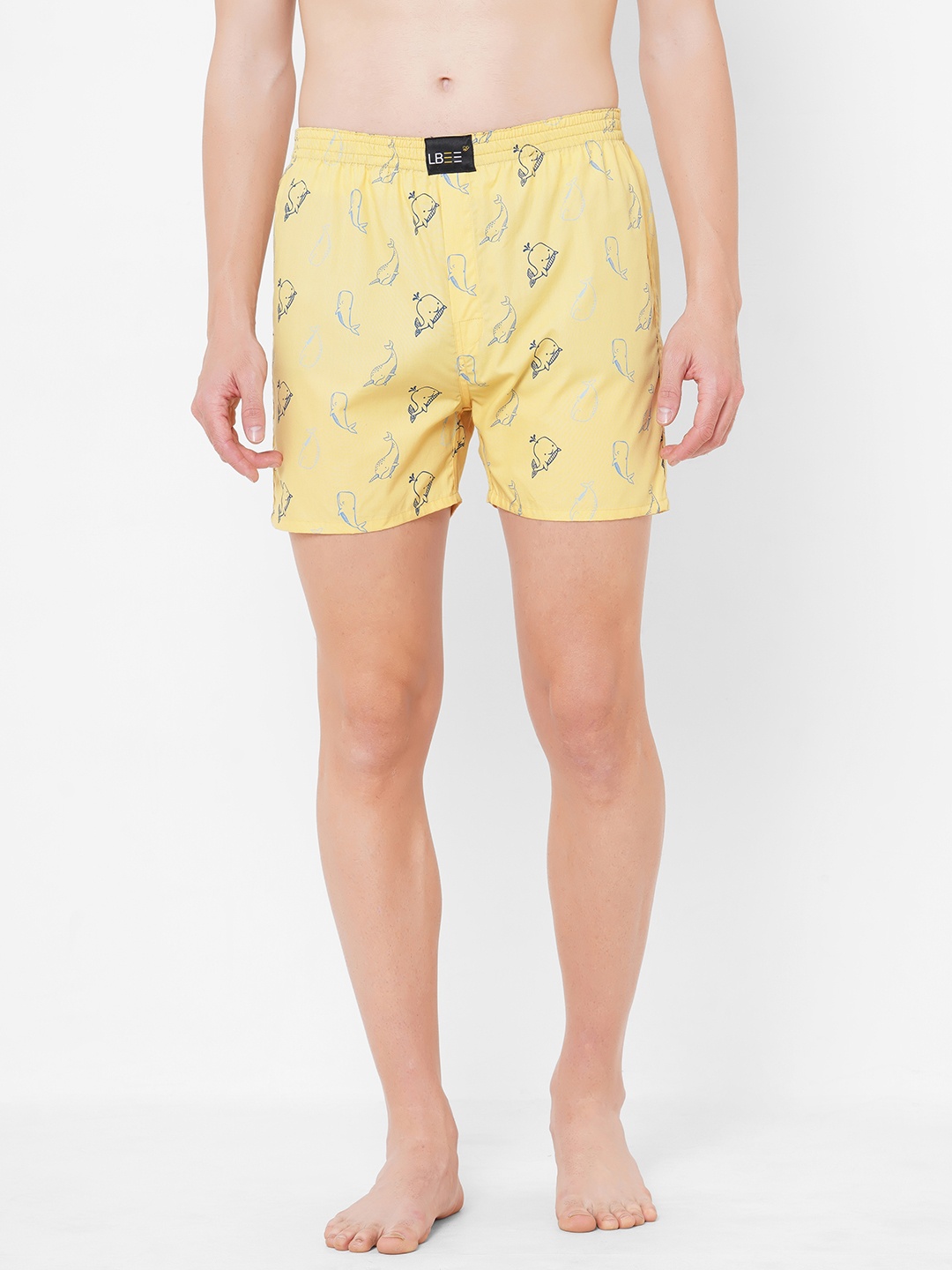 

LBEE Men Yellow Printed Anti Bacterial Cotton Boxer
