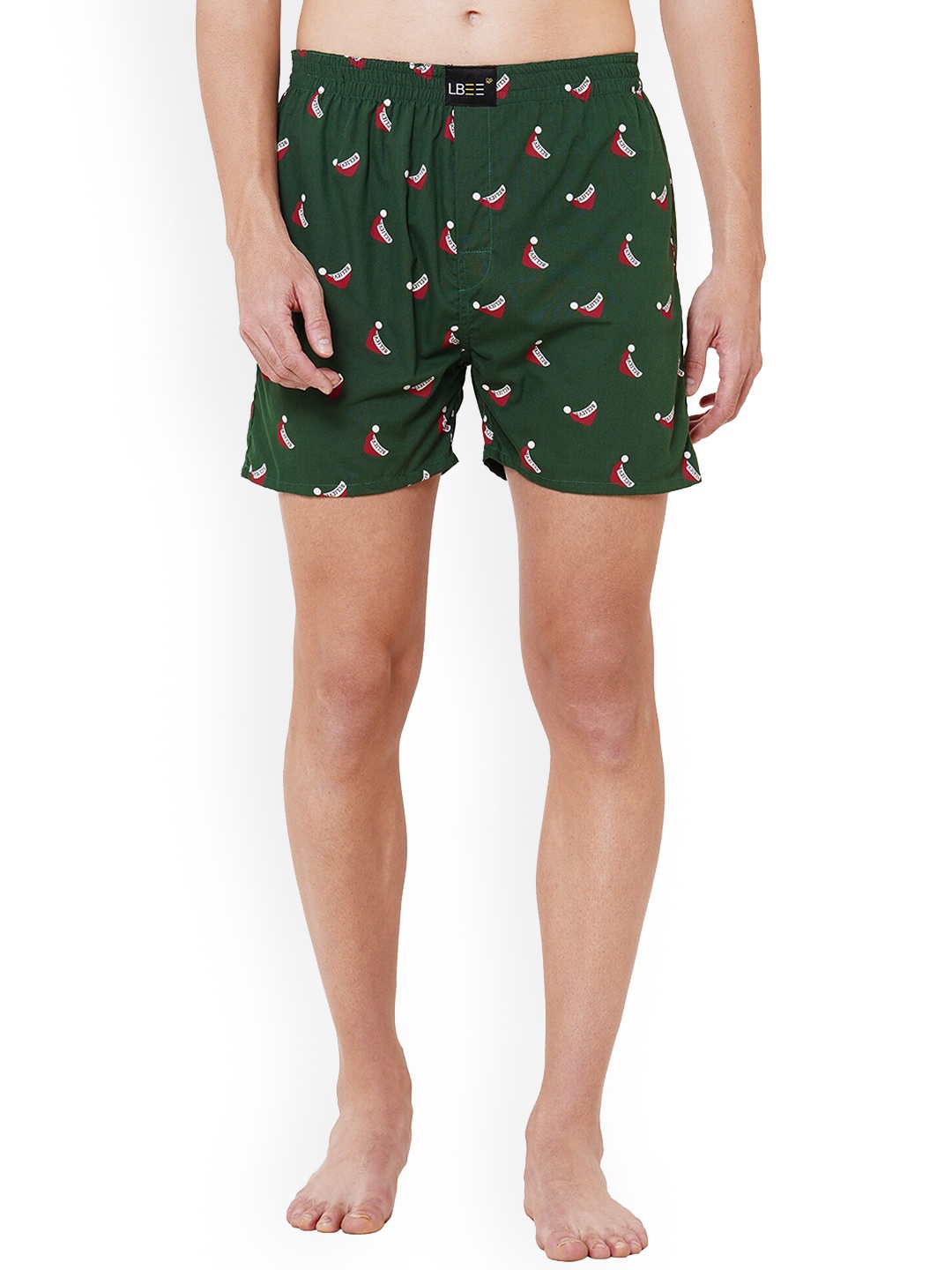 

LBEE Men Green Printed Anti Bacterial Cotton Boxer