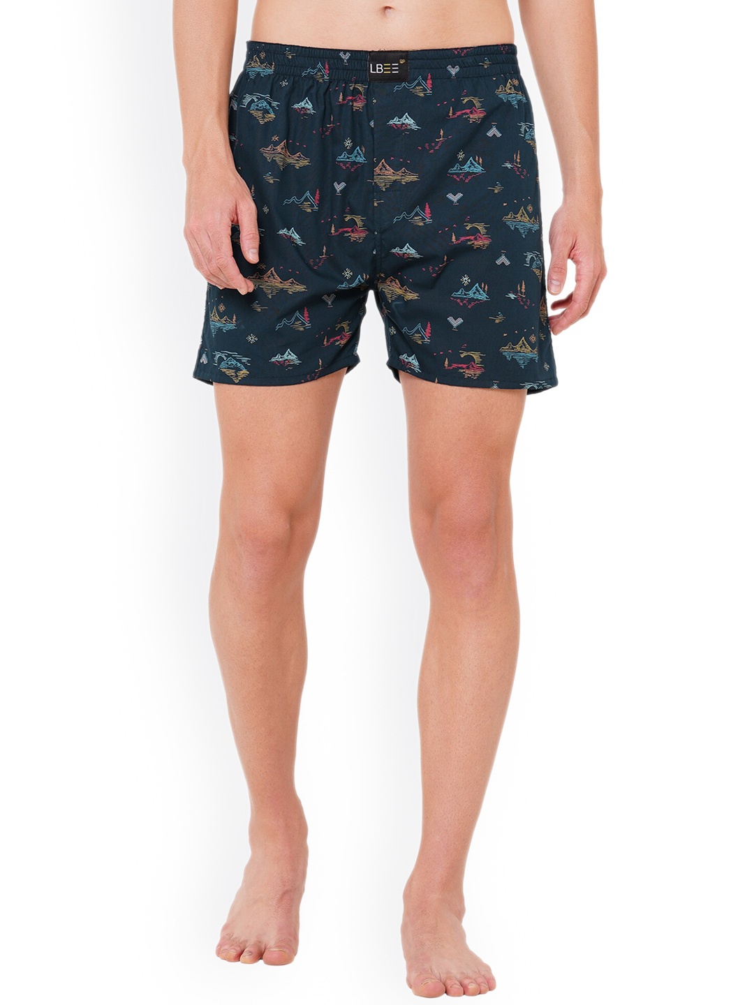 

LBEE Men Navy Blue Printed Anti Bacterial Pure Cotton Boxers MCLB00712CT_XL-Navy