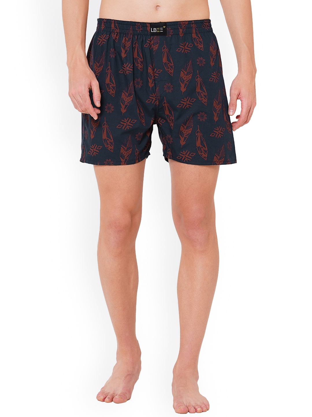 

LBEE Men Navy Blue Printed Anti Bacterial Cotton Boxer