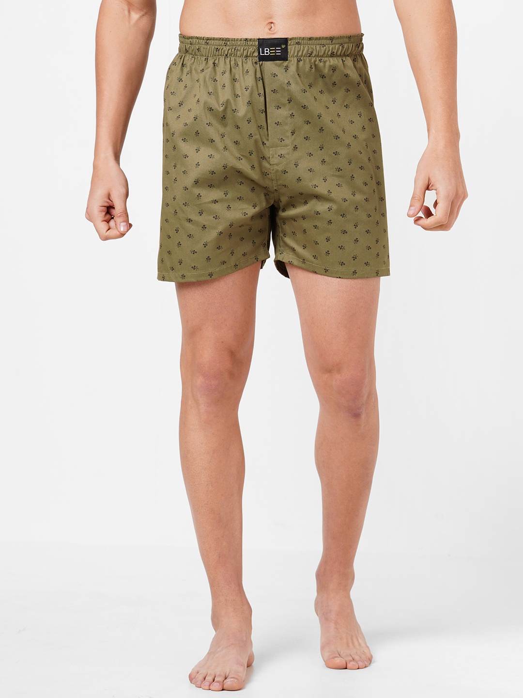 

LBEE Men Olive Green & Black Printed Anti Bacterial Cotton Boxers MCLB00727CT_XXL