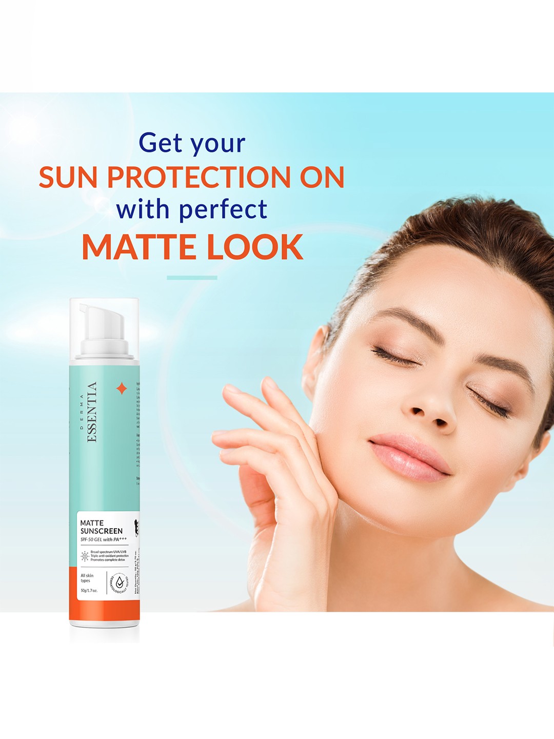 

DERMA ESSENTIA SPF 50 PA+++ Matte Pollution Protection Sunscreen Gel - 50 g, Yellow