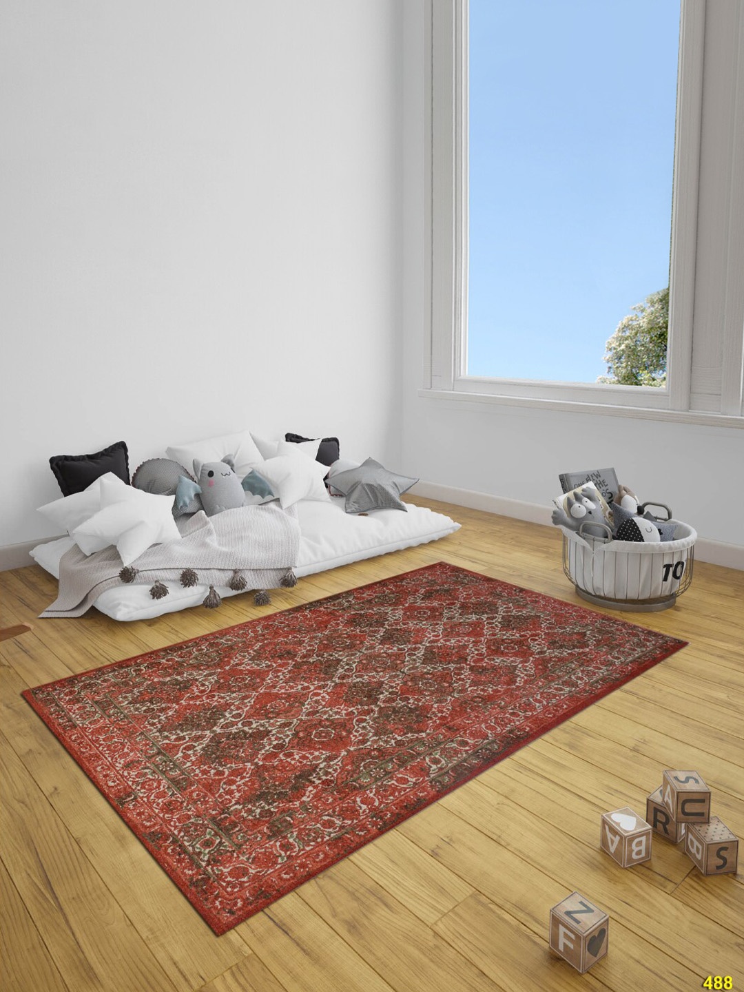 

SANDED EDGE Red & Brown Traditional Wool Floor Carpets