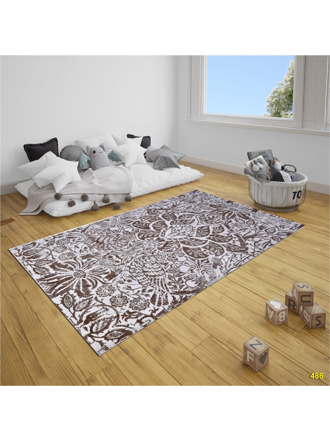 

SANDED EDGE Brown & White Abstract Printed Woolen Heavy Floor Carpet