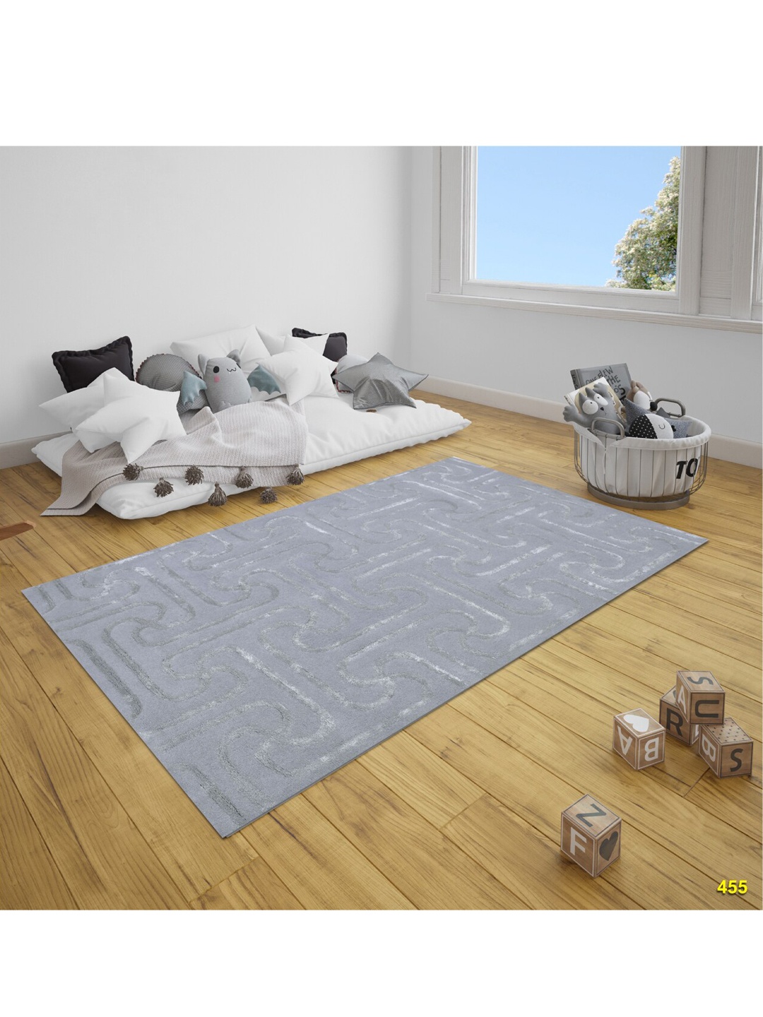 

SANDED EDGE Grey Hand Tufted Woolen Floor Carpet