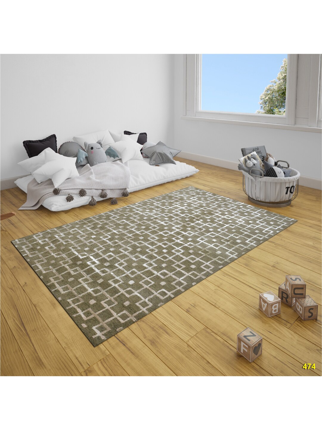 

SANDED EDGE Brown & White Geometric Wool Floor Carpets