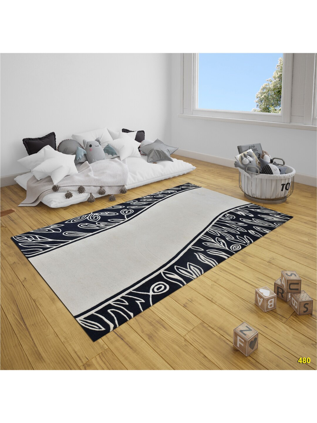

SANDED EDGE Black & Grey Hand Tufted Woolen Floor Carpet