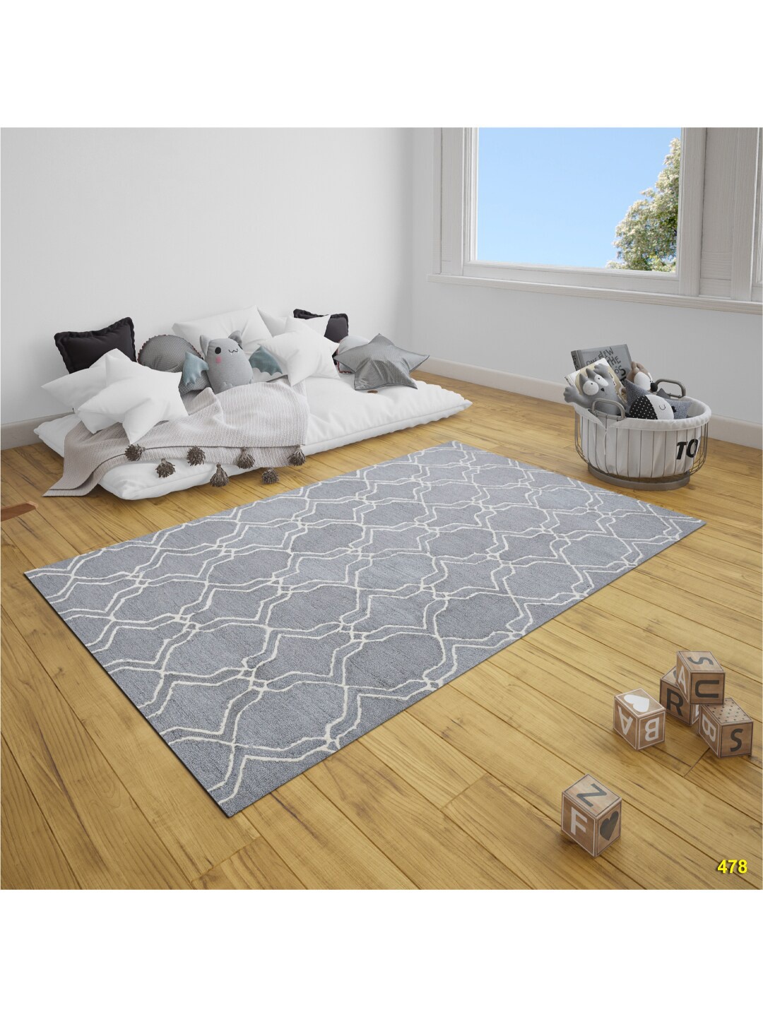 

SANDED EDGE Grey Printed Hand Tufted Woolen Floor Carpet
