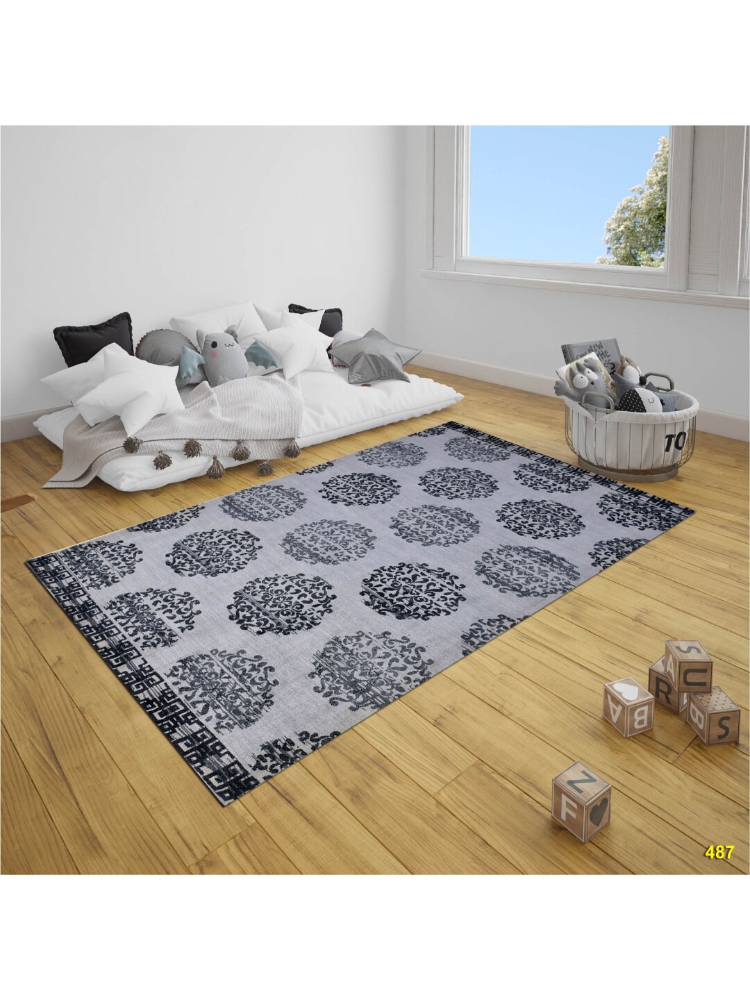 

SANDED EDGE Black & Grey Printed Hand Tufted Woolen Floor Carpet