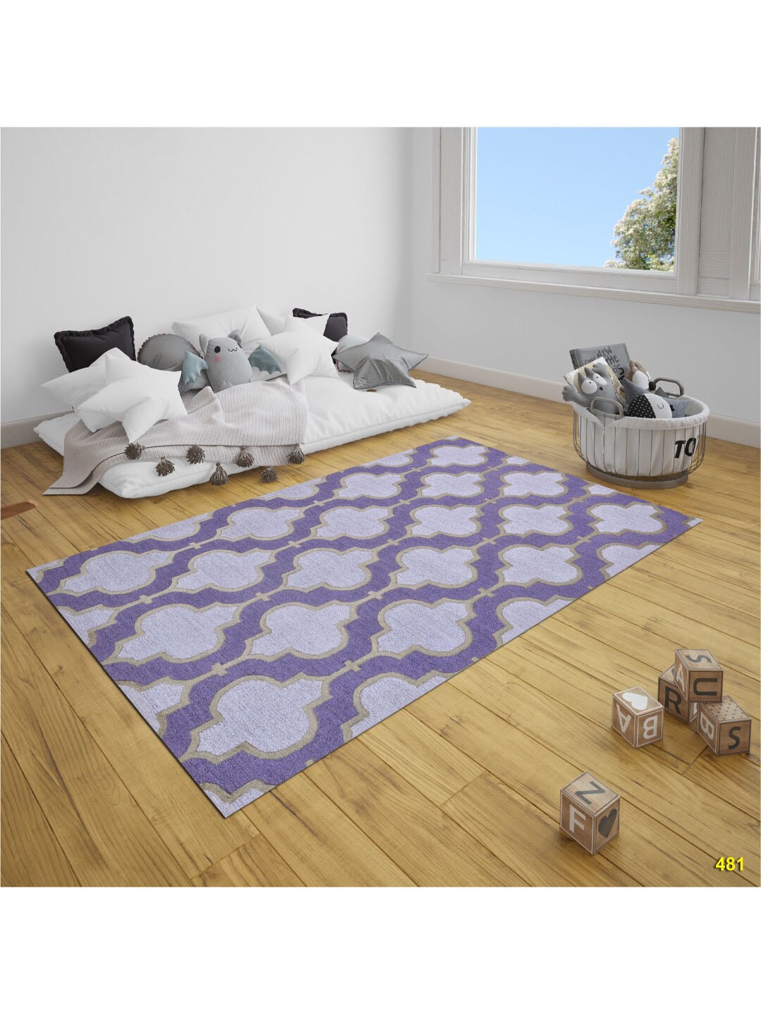 

SANDED EDGE Lavender-Colored Printed Woolen Heavy Floor Carpet