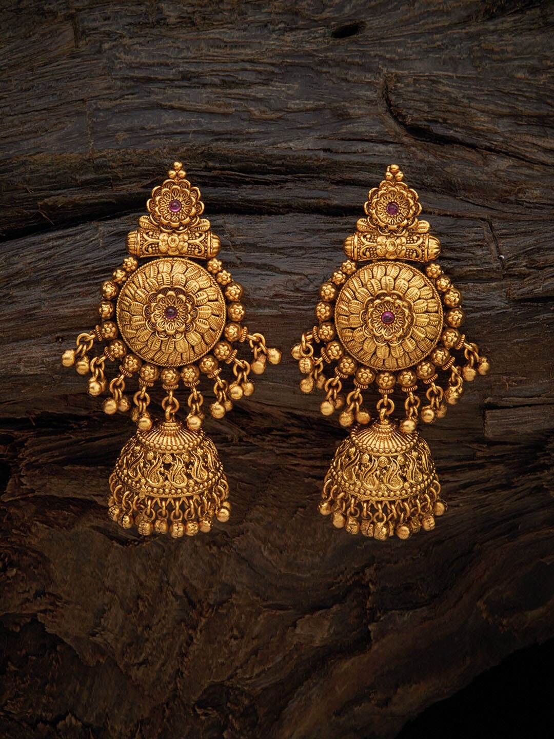 

Kushal's Fashion Jewellery Red Circular Jhumkas Earrings