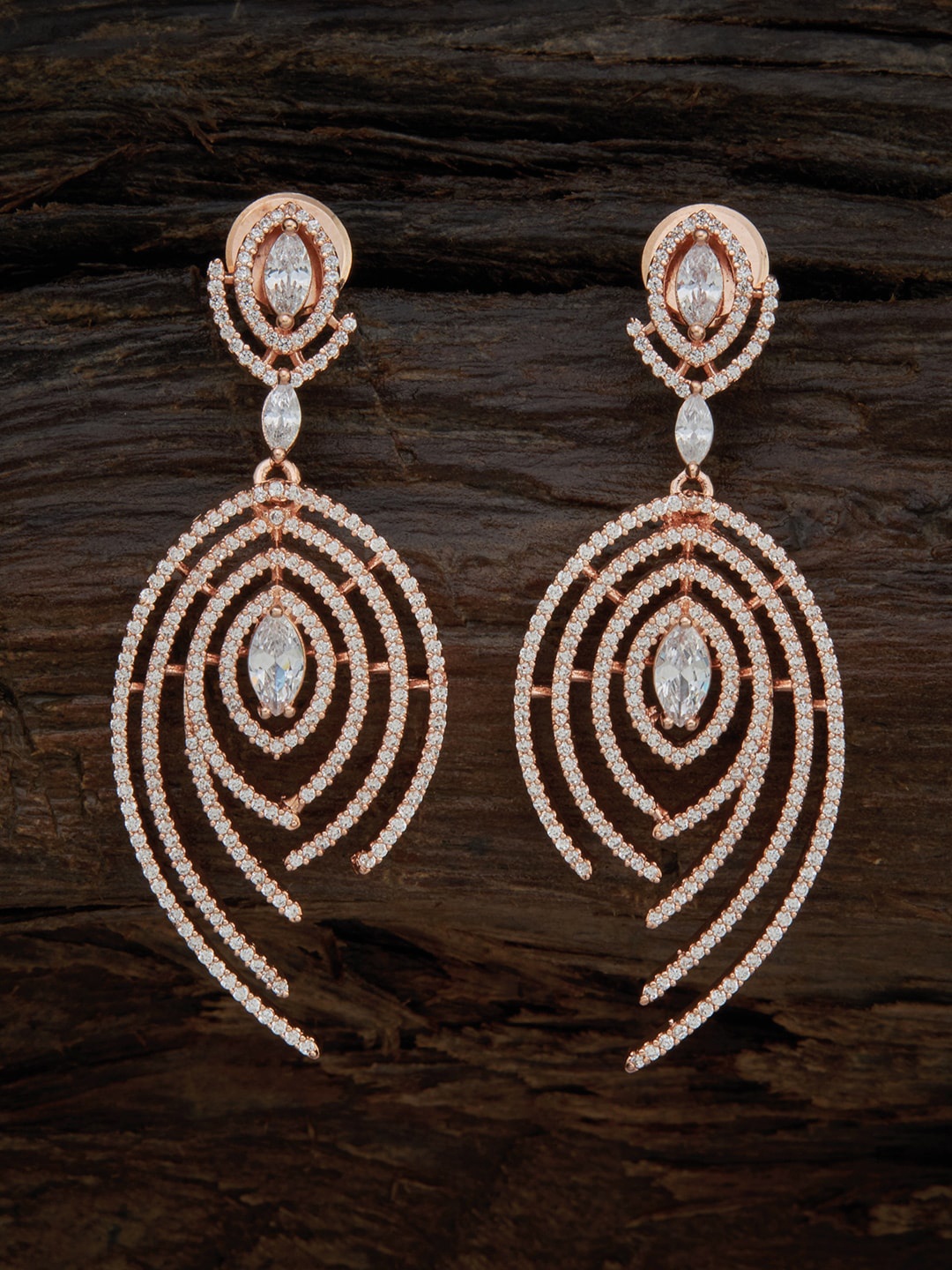 

Kushal's Fashion Jewellery White CZ-Studded Contemporary Drop Earrings