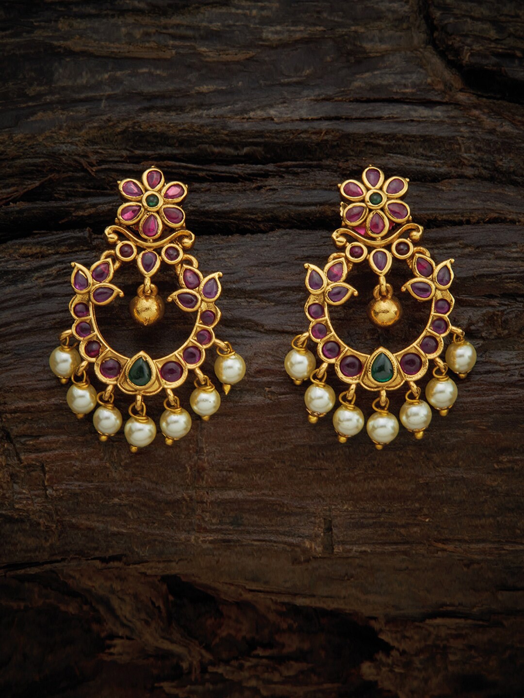 

Kushal's Fashion Jewellery Red Floral Studs Earrings