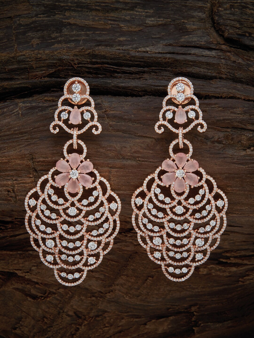 

Kushal's Fashion Jewellery Rose Gold & Pink Floral Drop Earrings