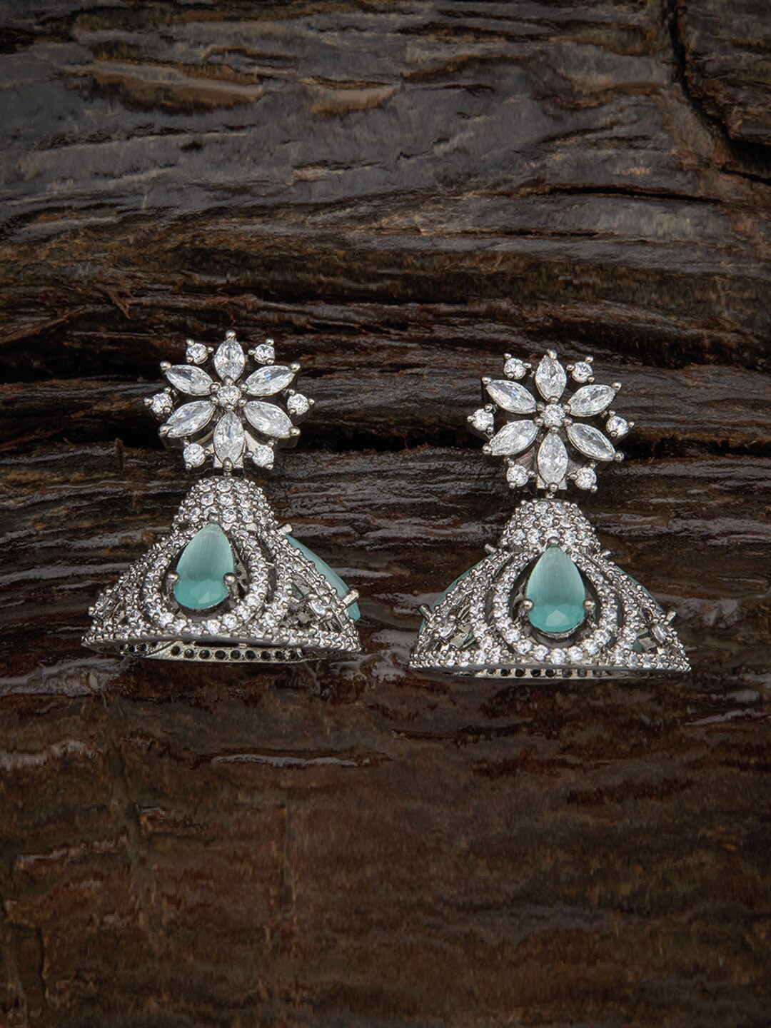 

Kushal's Fashion Jewellery Sea Green Dome Shaped Jhumkas Earrings