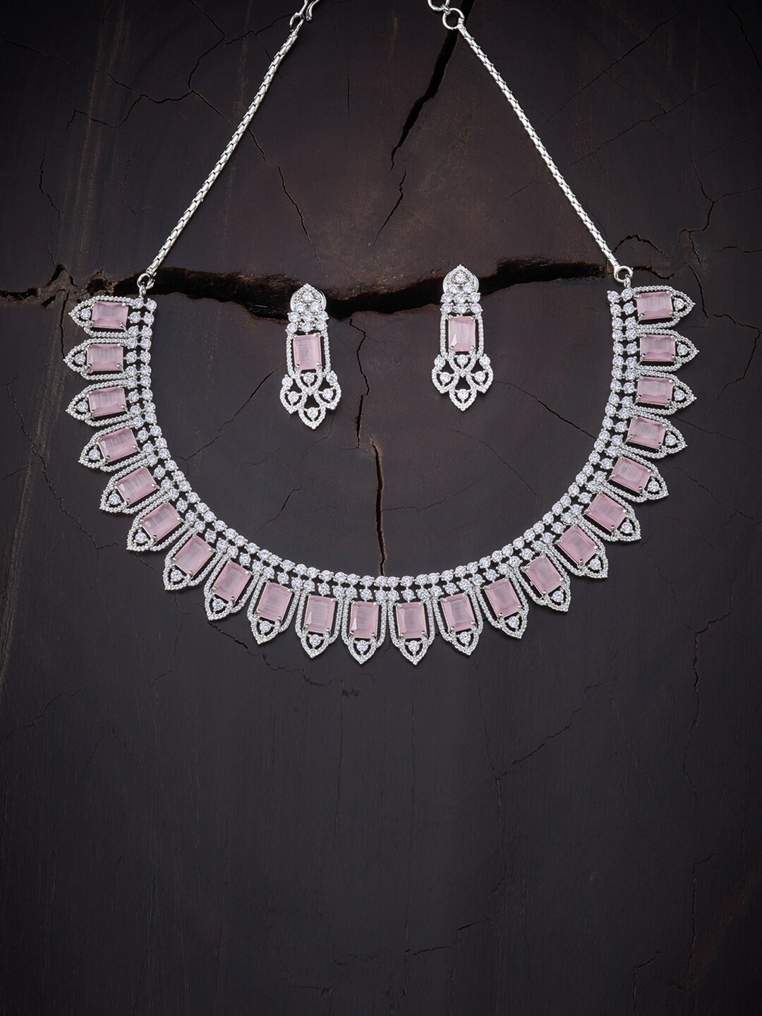 

Kushal's Fashion Jewellery Pink Rhodium-Plated Necklace