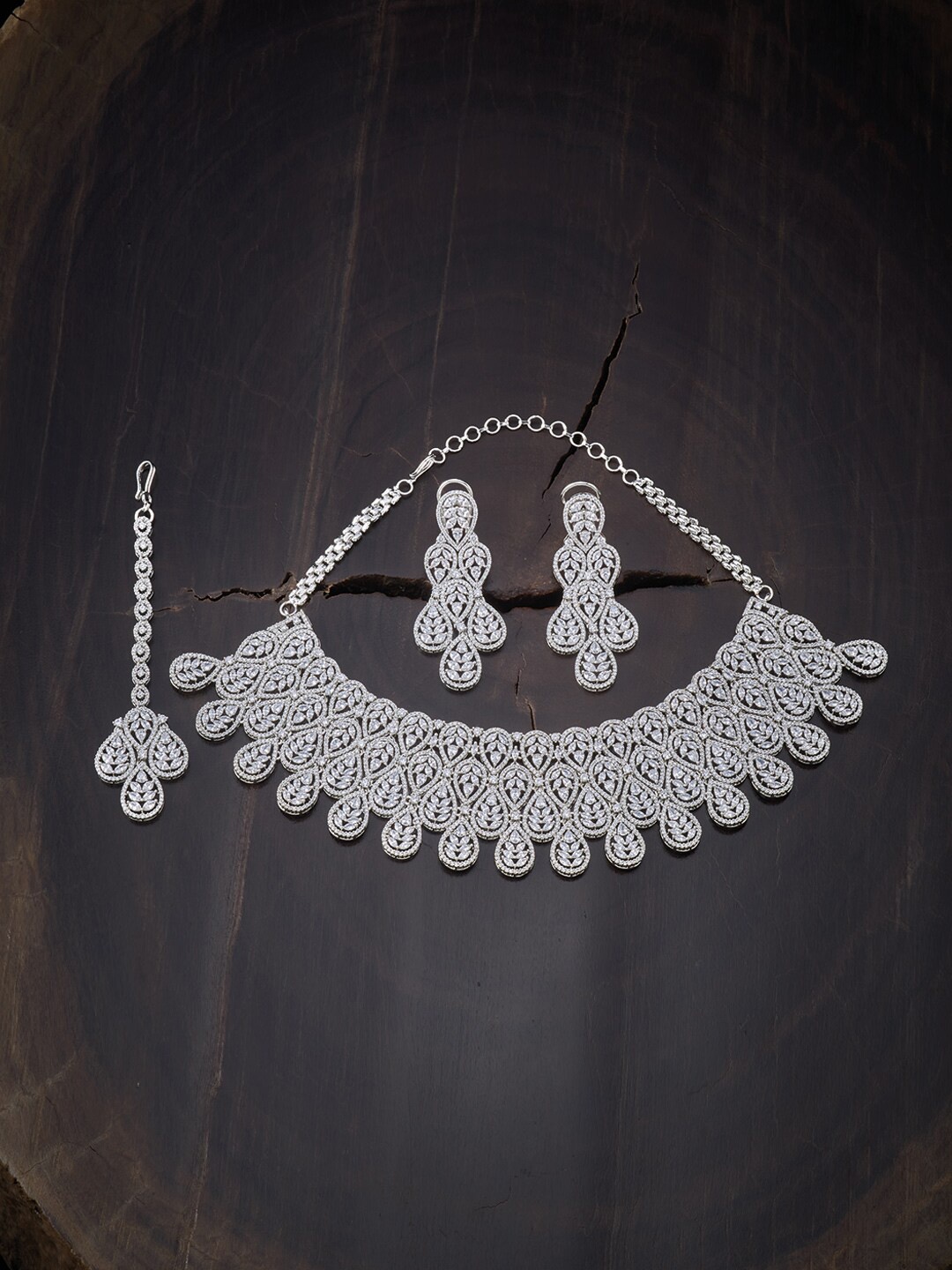 

Kushal's Fashion Jewellery White Rhodium-Plated Necklace