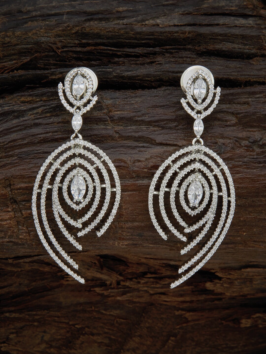 

Kushal's Fashion Jewellery White Rhodium-Plated Contemporary Drop Earrings