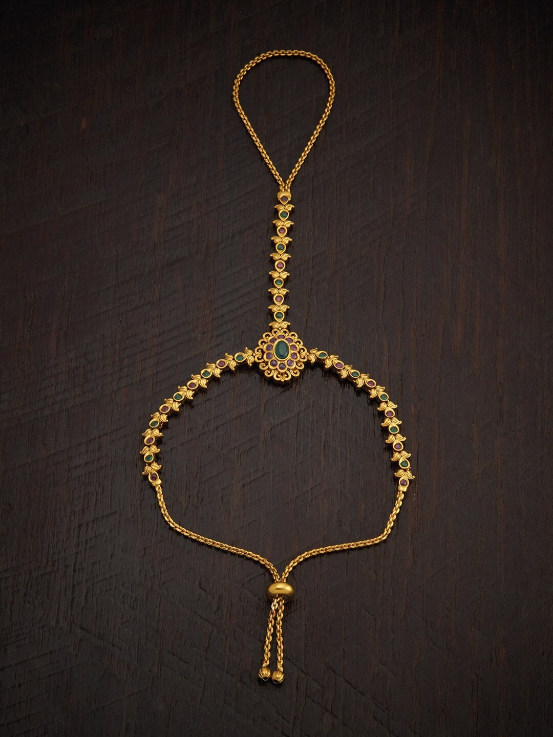 

Kushal's Fashion Jewellery Women Gold-Plated & Red Antique Ring Bracelet