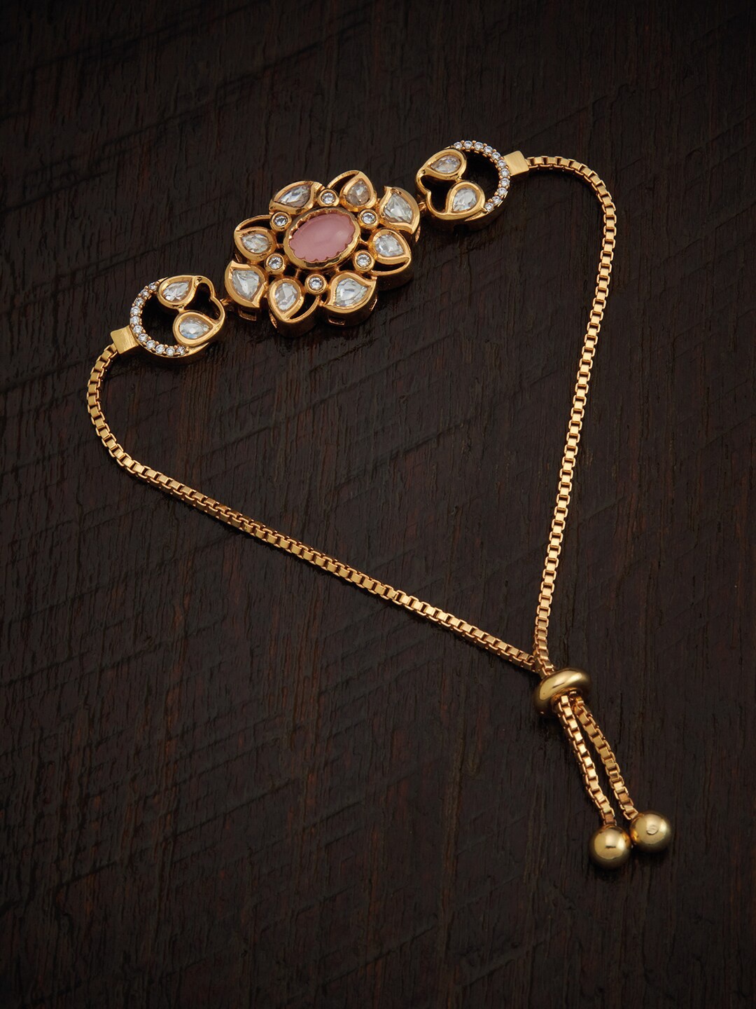 

Kushal's Fashion Jewellery Women Gold-Plated & Pink Kundan Wraparound Bracelet