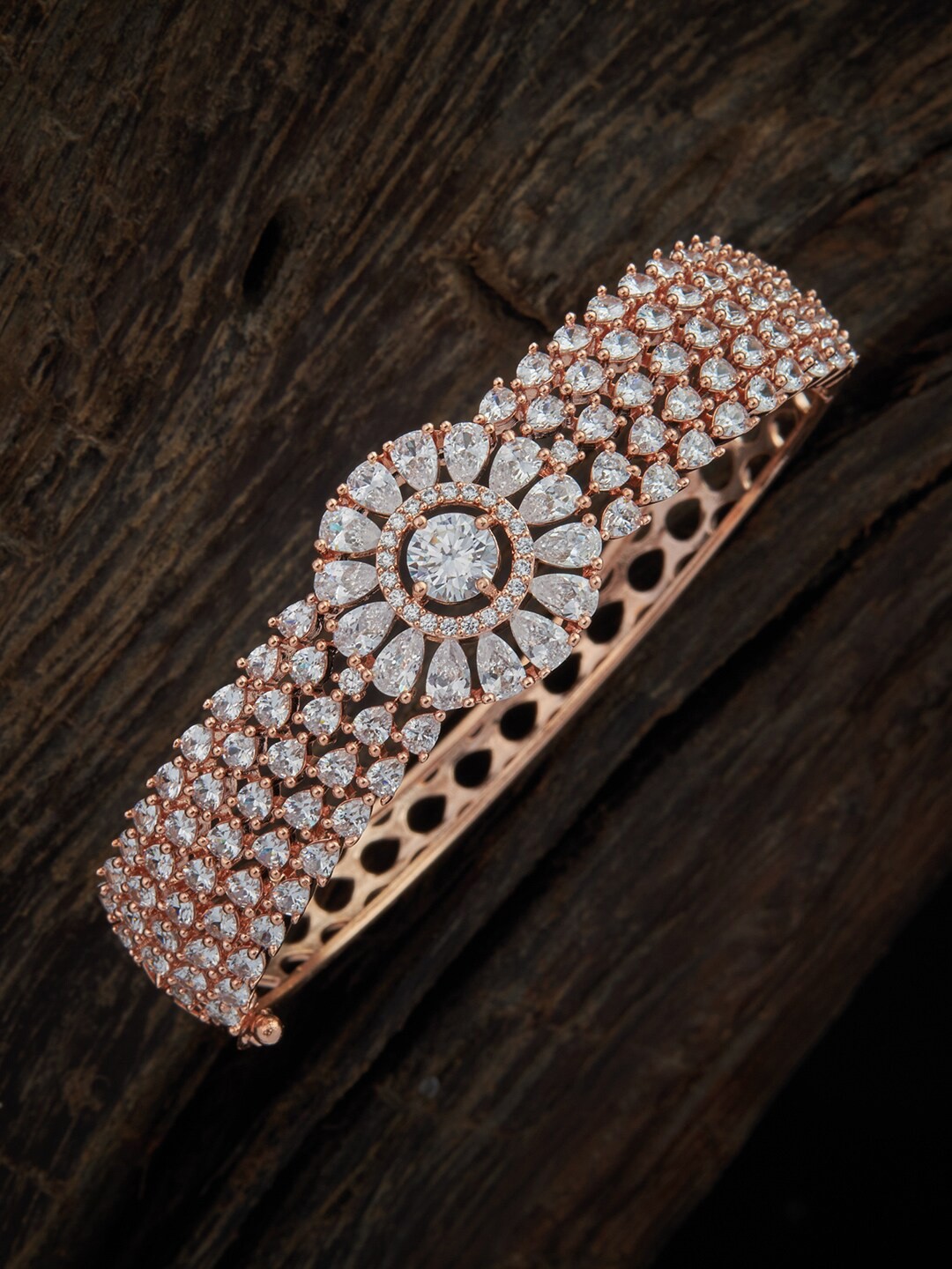

Kushal's Fashion Jewellery Women Rose Gold Plated & White Bangle-Style Bracelet