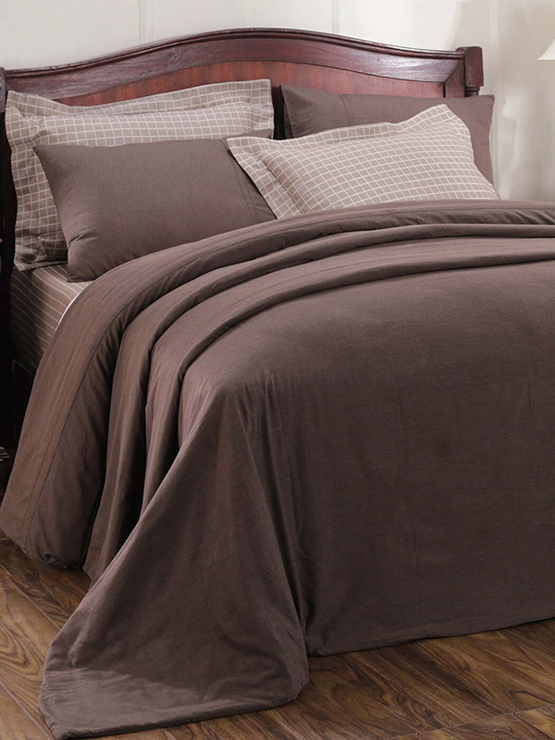 

MASPAR Brown Solid 300 TC Pure Cotton Double King Duvet Cover With 2 Pillow Covers