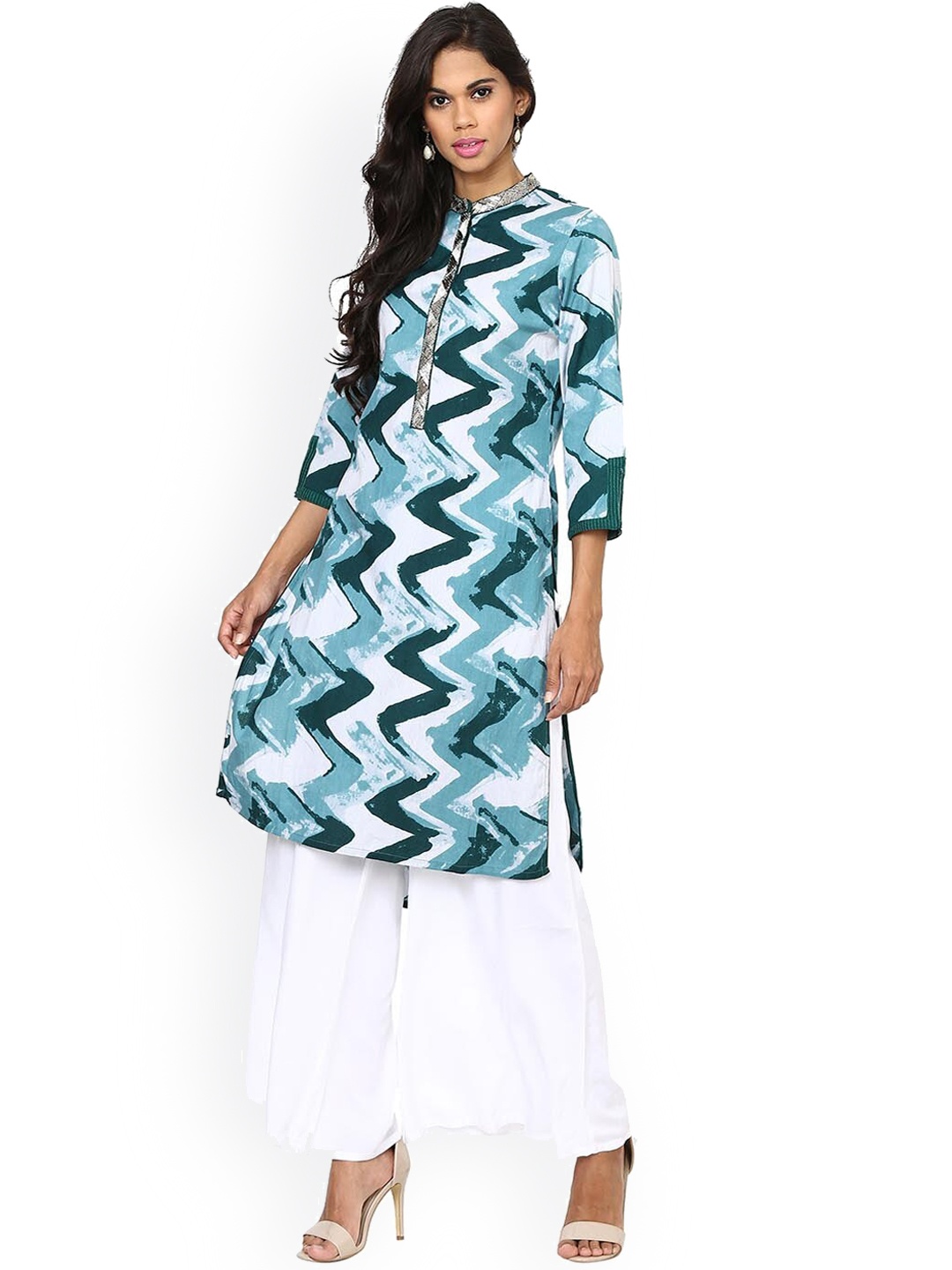 

Lakshita Women Turquoise Blue Printed Cotton Kurta