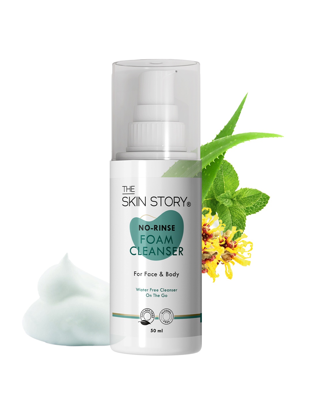 

THE SKIN STORY No Rinse Foam Cleanser for Face & Body - 50 ml, Blue