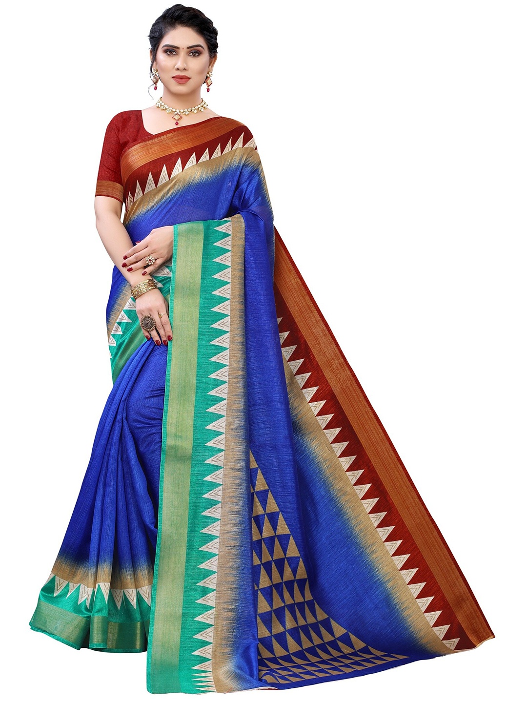 

Yashika Blue & Green Silk Blend Saree