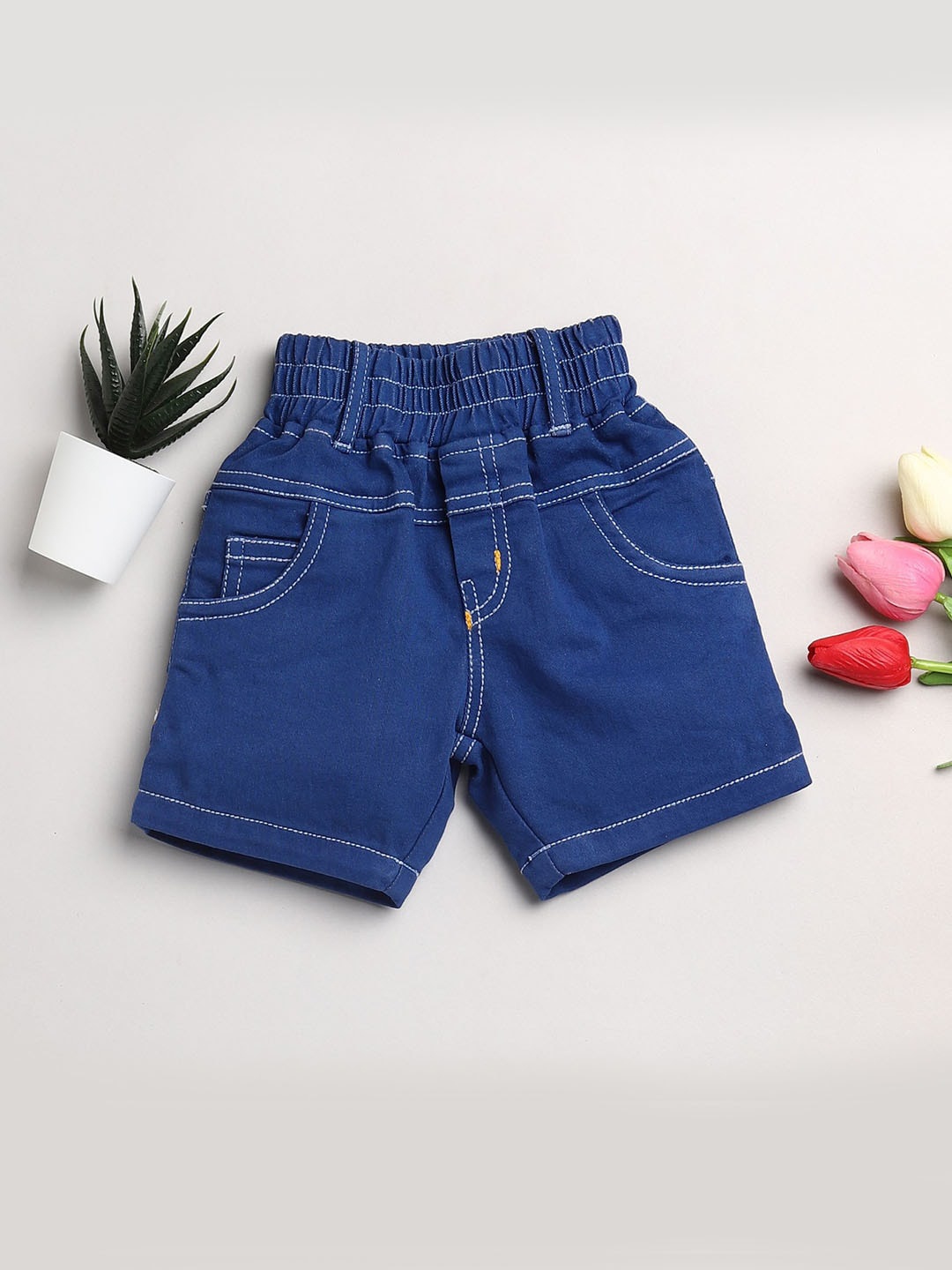 

JBN Creation Unisex Kids Blue Denim Outdoor Elasticated Waist Denim Shorts