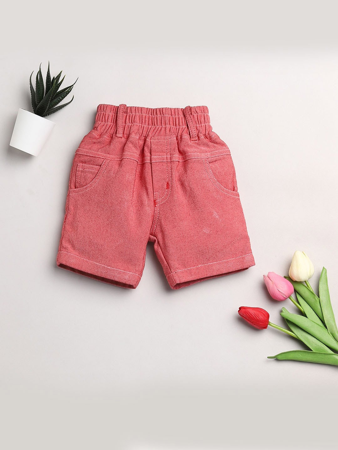 

JBN Creation Unisex Kids Pink Regular Fit Denim Shorts