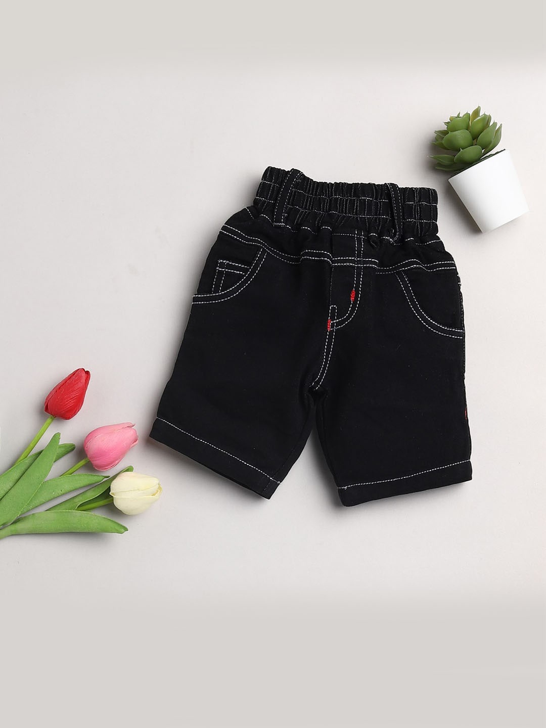 

JBN Creation Kids Black Solid Denim Outdoor Shorts