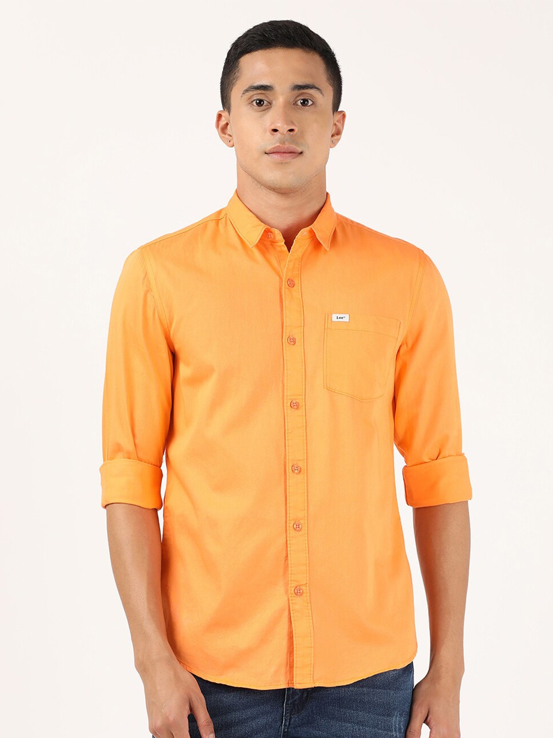 

Lee Men Orange Classic Slim Fit Casual Shirt