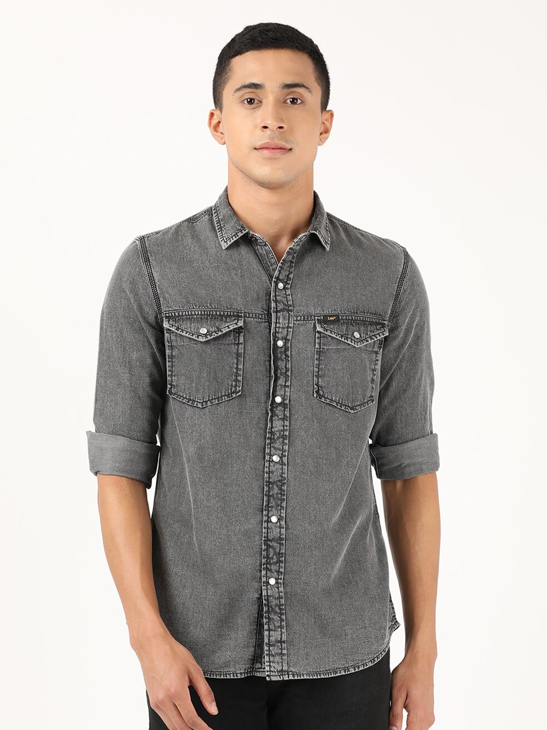 

Lee Men Grey Classic Slim Fit Casual Shirt
