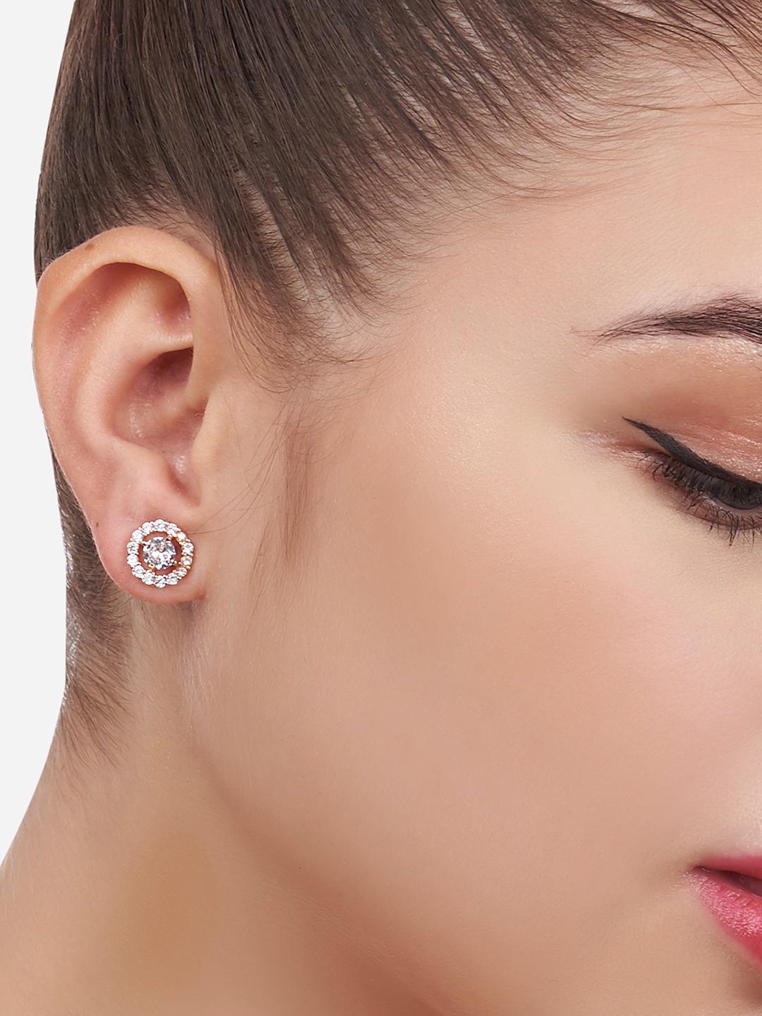 

AMI Rose Gold Plated Circular Studs Earrings