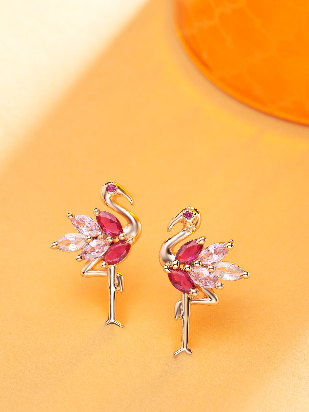 

AMI Women Pink Rose Gold Plated Contemporary Studs Earrings