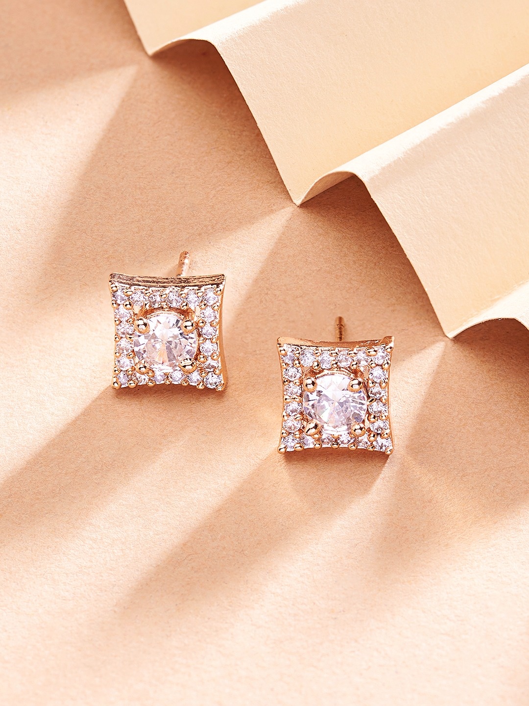 

AMI Rose Gold Contemporary Studs Earrings