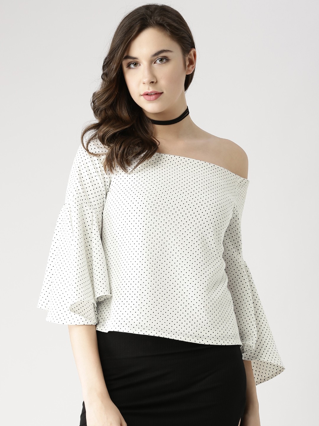 

Marie Claire Women White Printed Bardot Top
