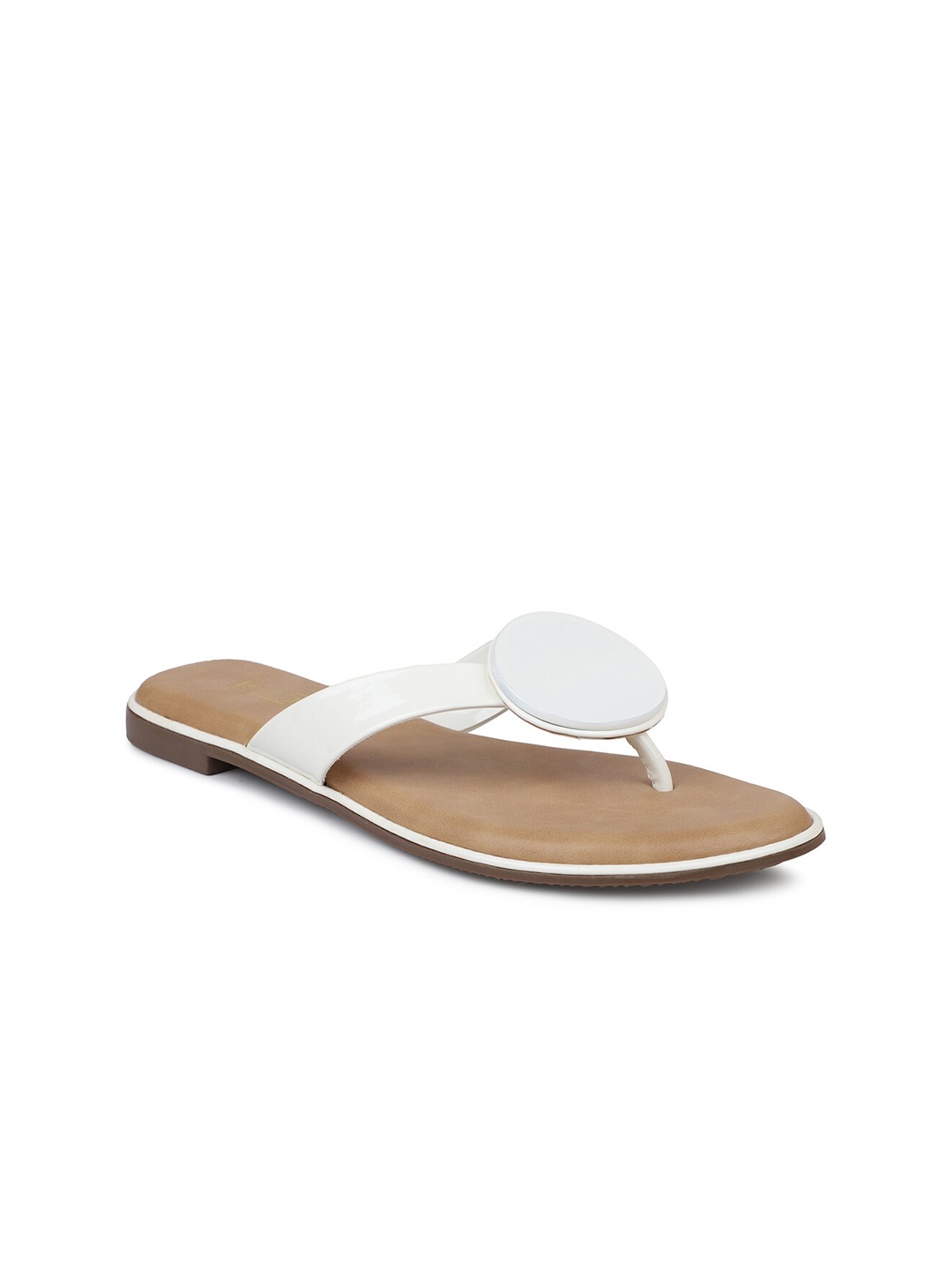

Inc 5 Women White T-Strap Flats
